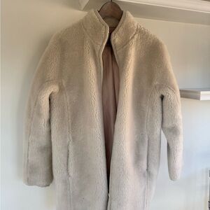J. Crew Cream Faux Shearling Teddy Coat